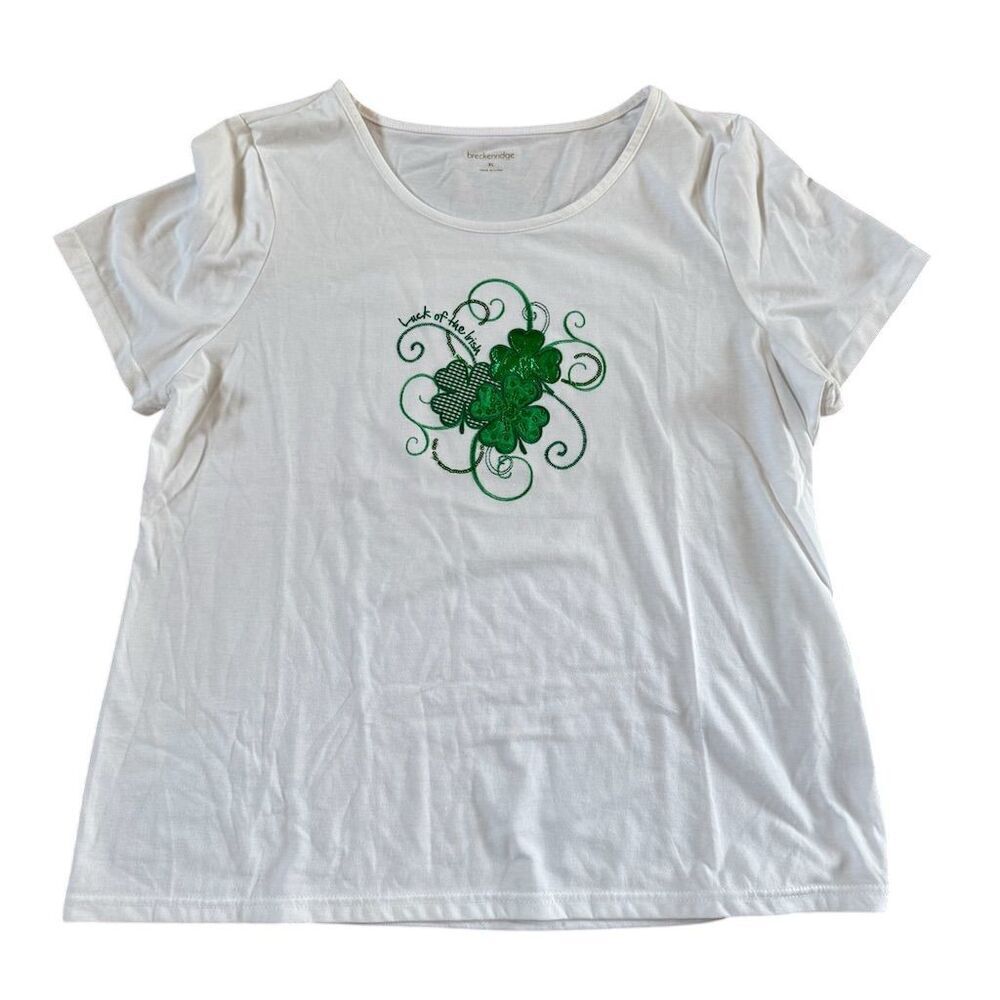 Embroidered Shamrock Irish Women's Shirt Size XL